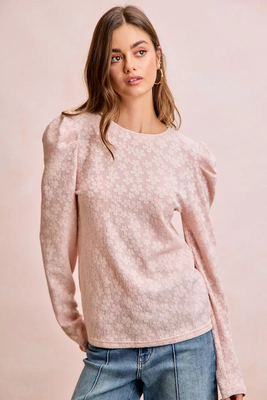 Textured Flower Knit Top - Back View