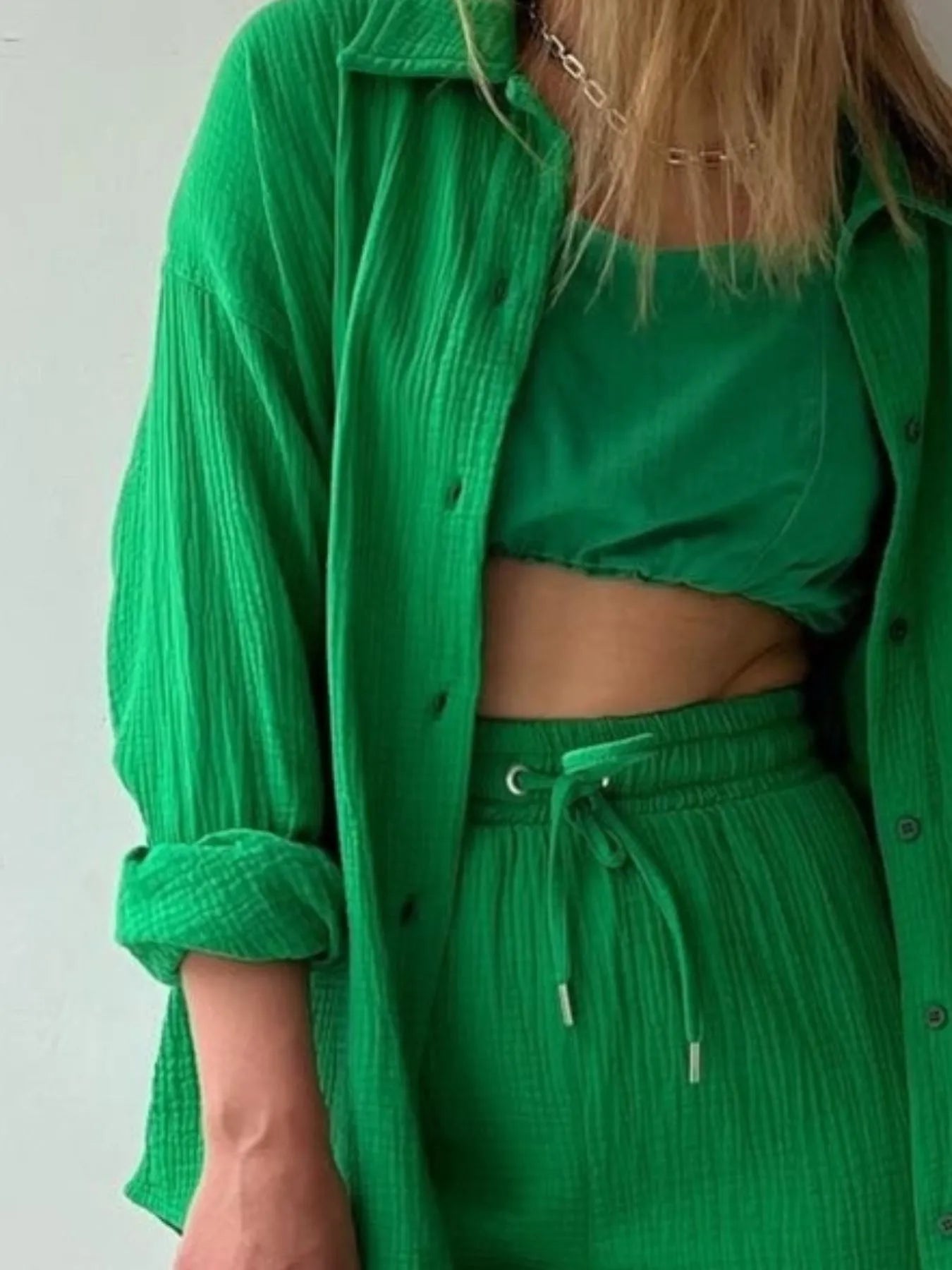 Muslin Button Up Shirt and Shorts Set