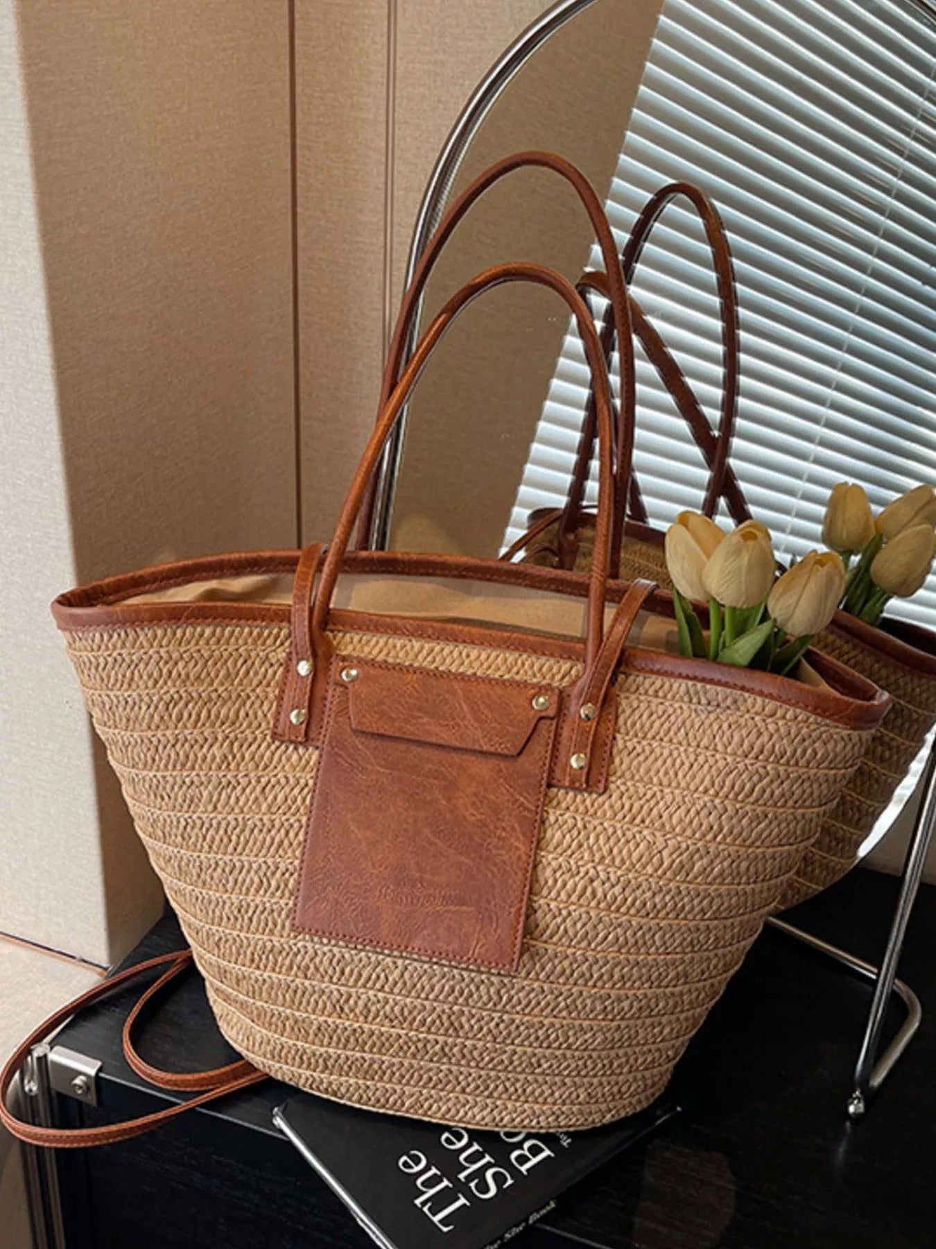 Woven Straw Tote Bag