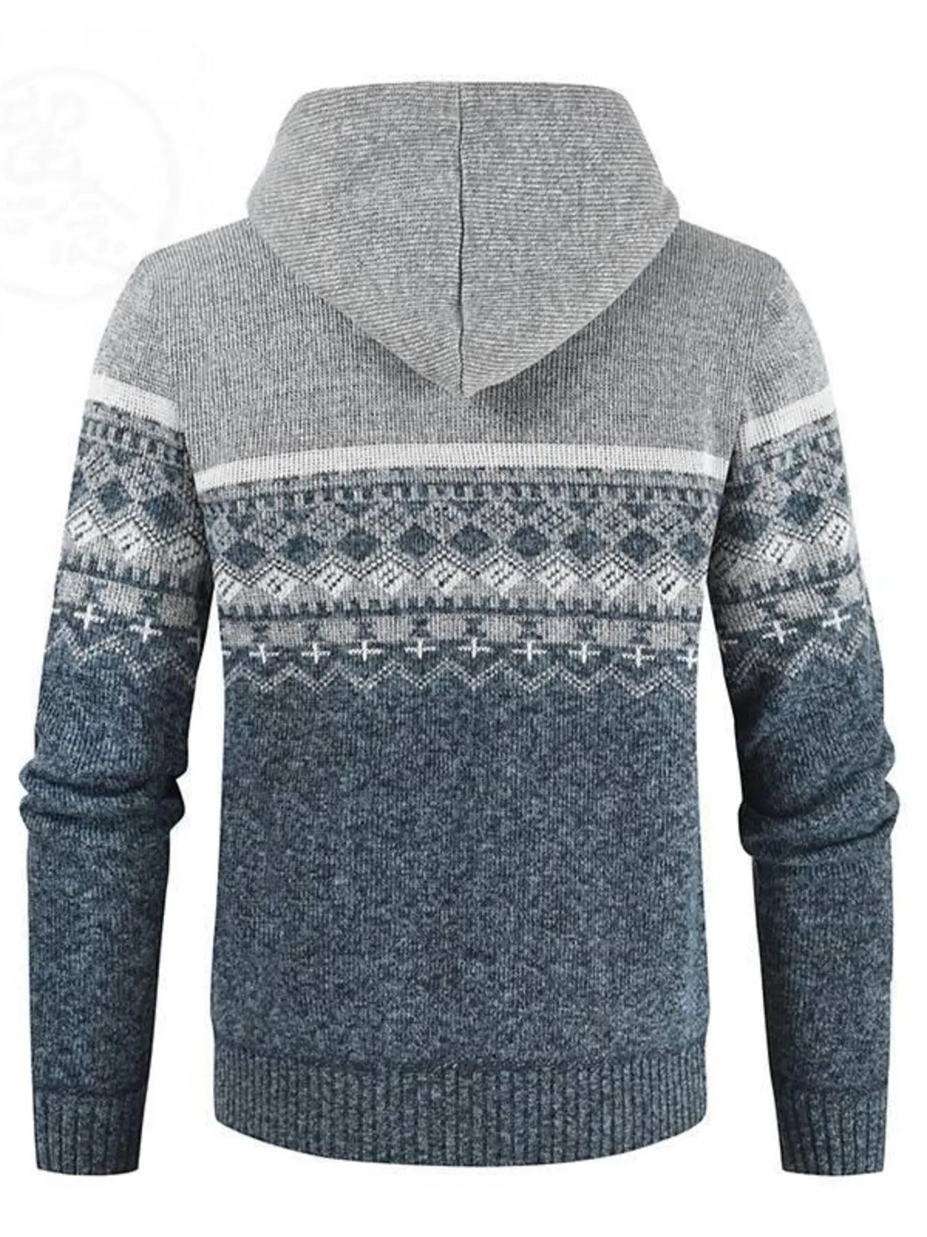 Men's Nordic Print Hooded Cardigan