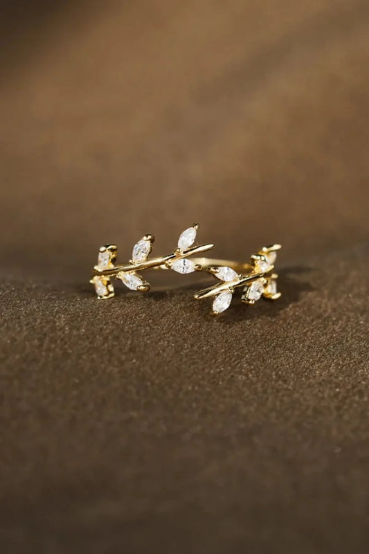 18k Gold-Plated Leaf Ring - Back View