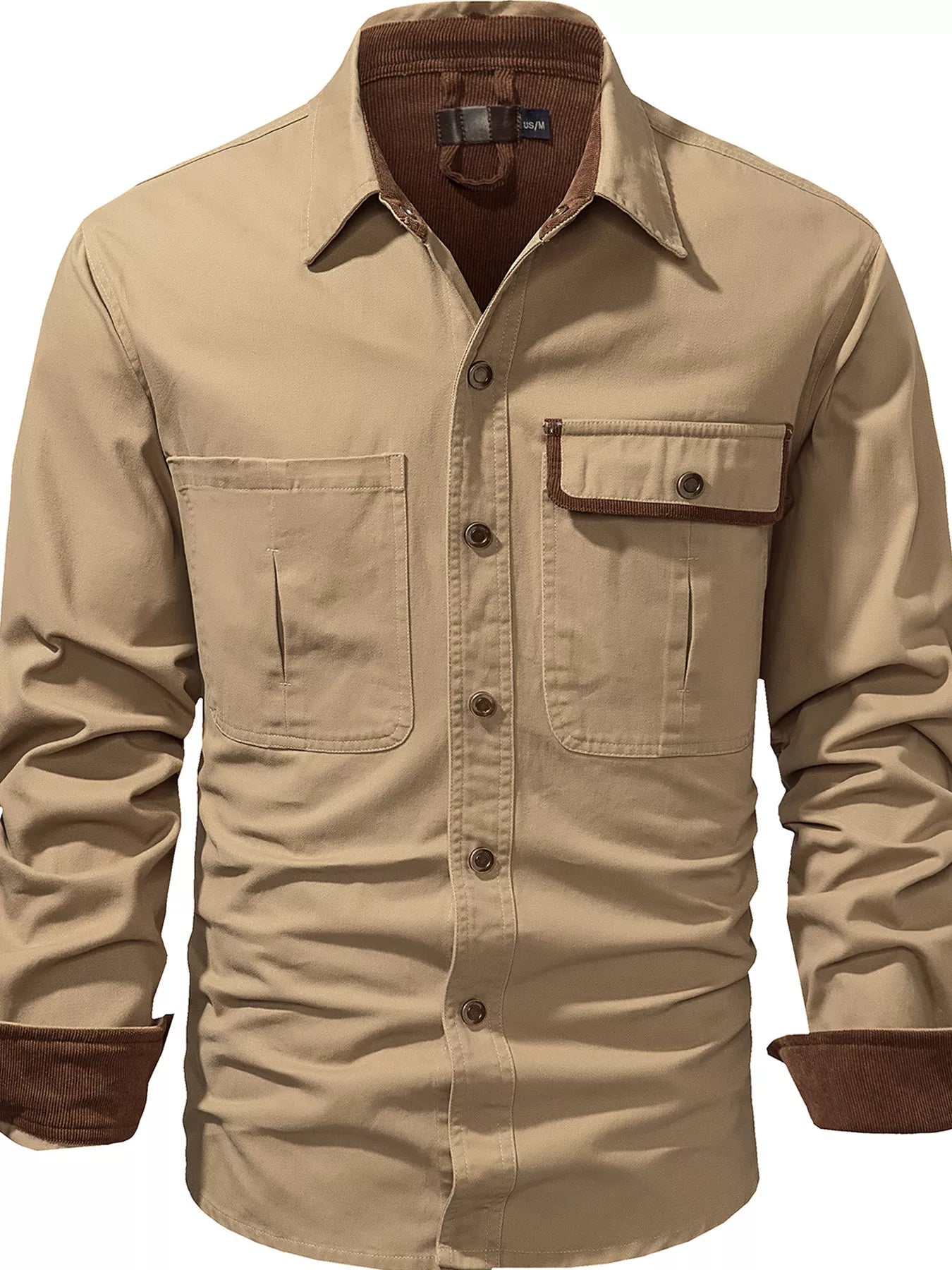 Men's Contrast Trim Button-Down Shirt