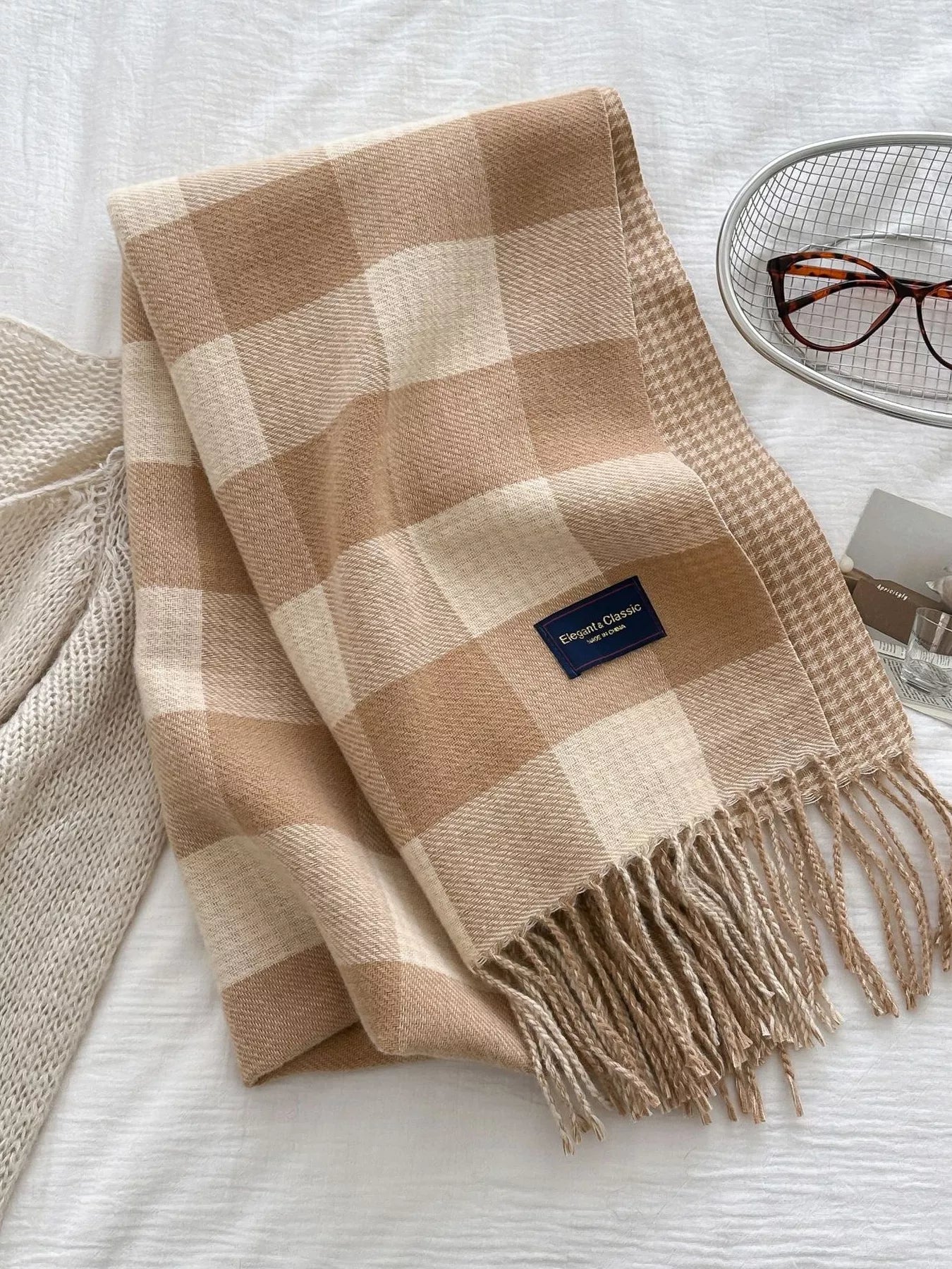 Plaid Tassel Scarf