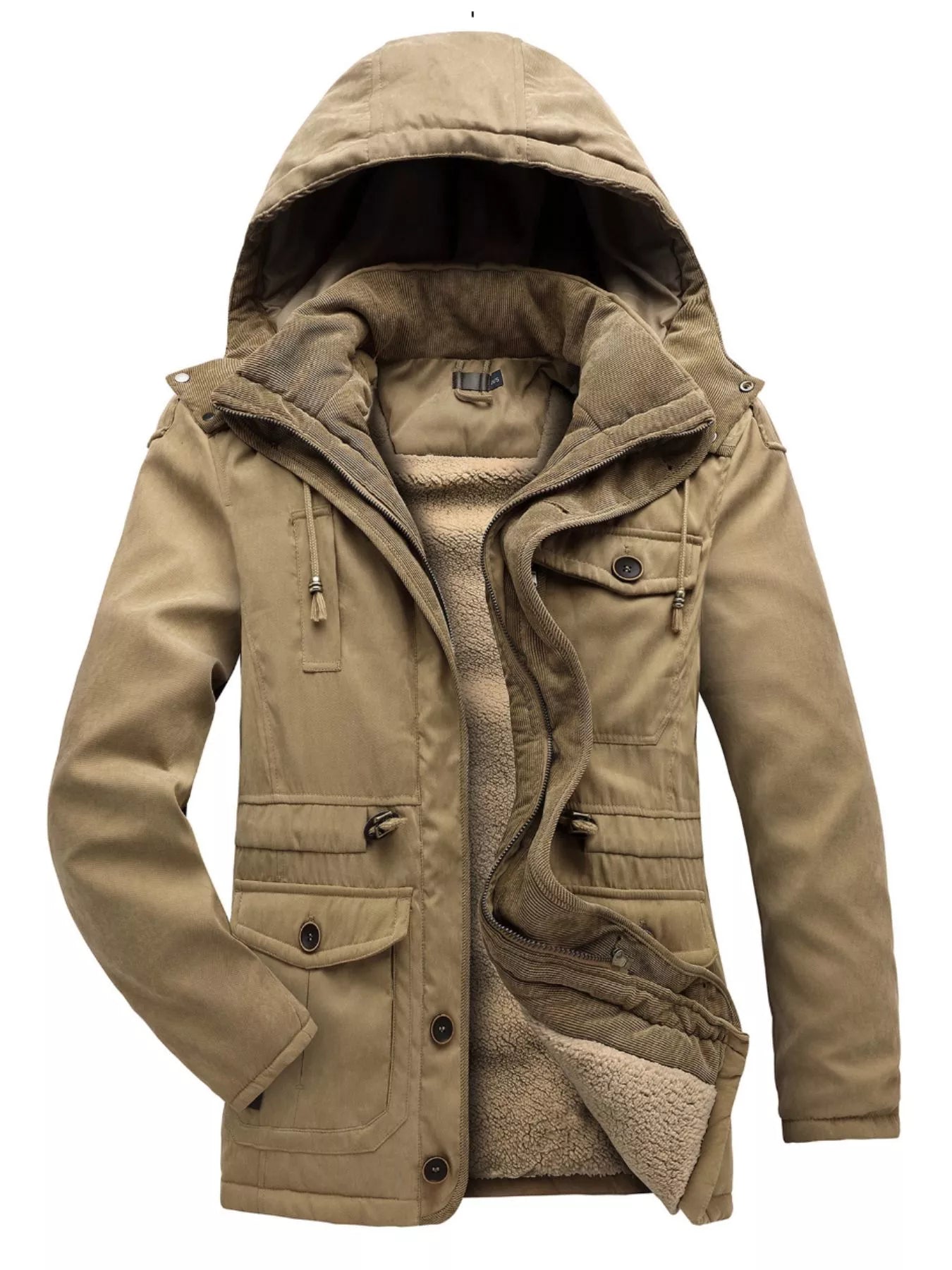 Men’s Fleece-Lined Utility Hooded Jacket