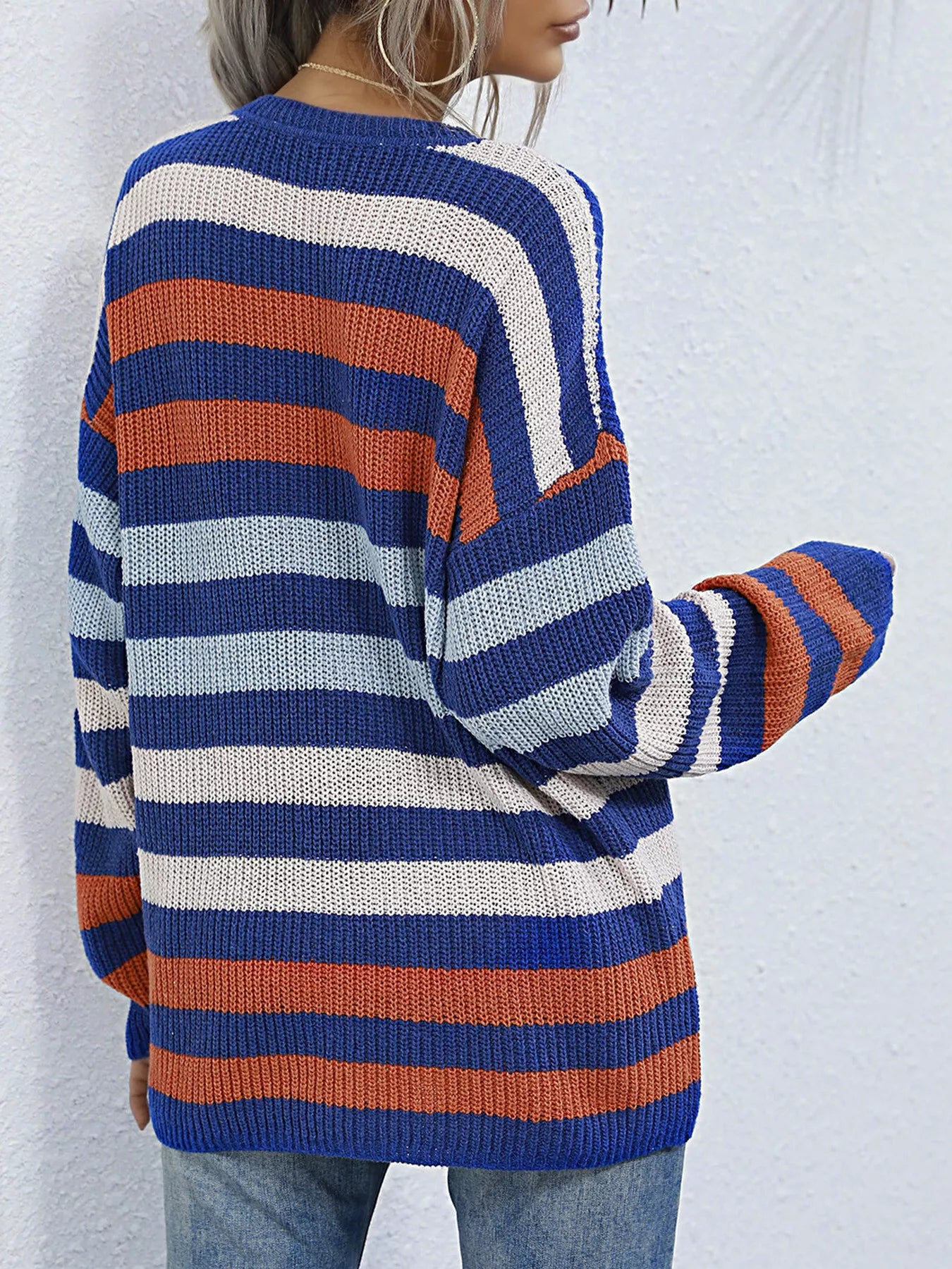 Oversized Striped Round Neck Sweater