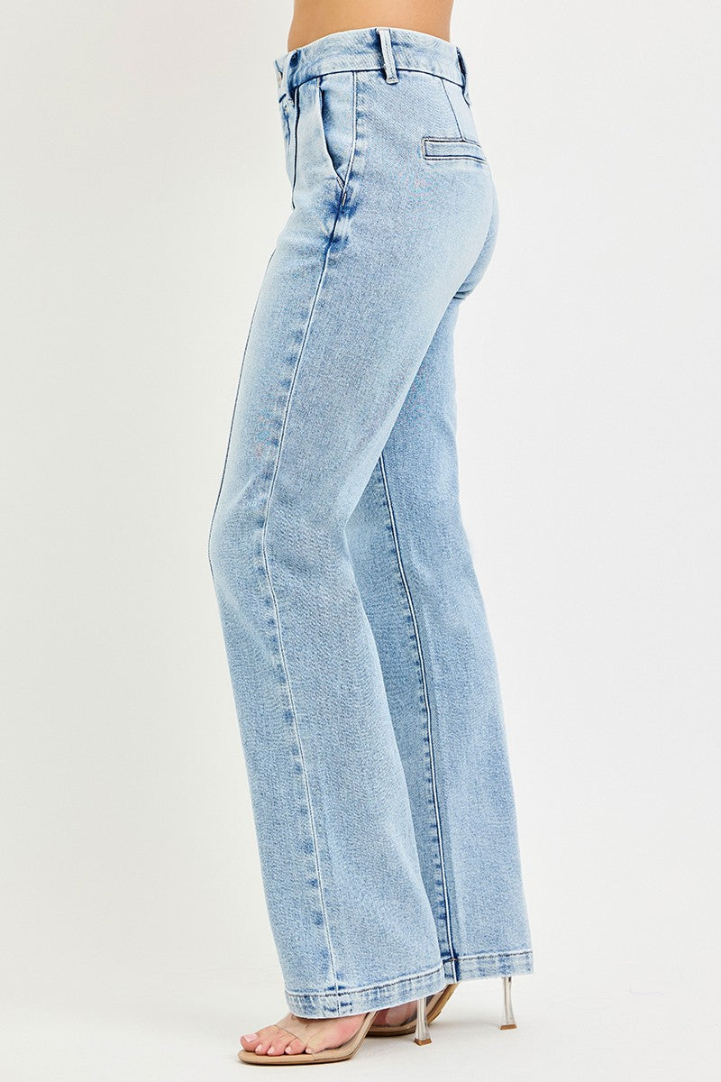 High Rise Pin Tuck Jeans