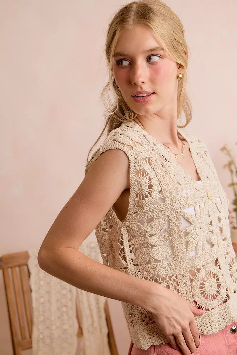 Summer Crochet Sleeveless Vest Top
