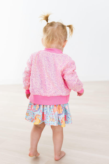 Bubblegum Pink Sequin Jacket - Side View