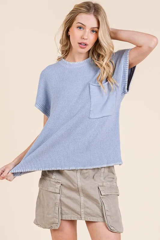 Cap Sleeve Knit Sweater