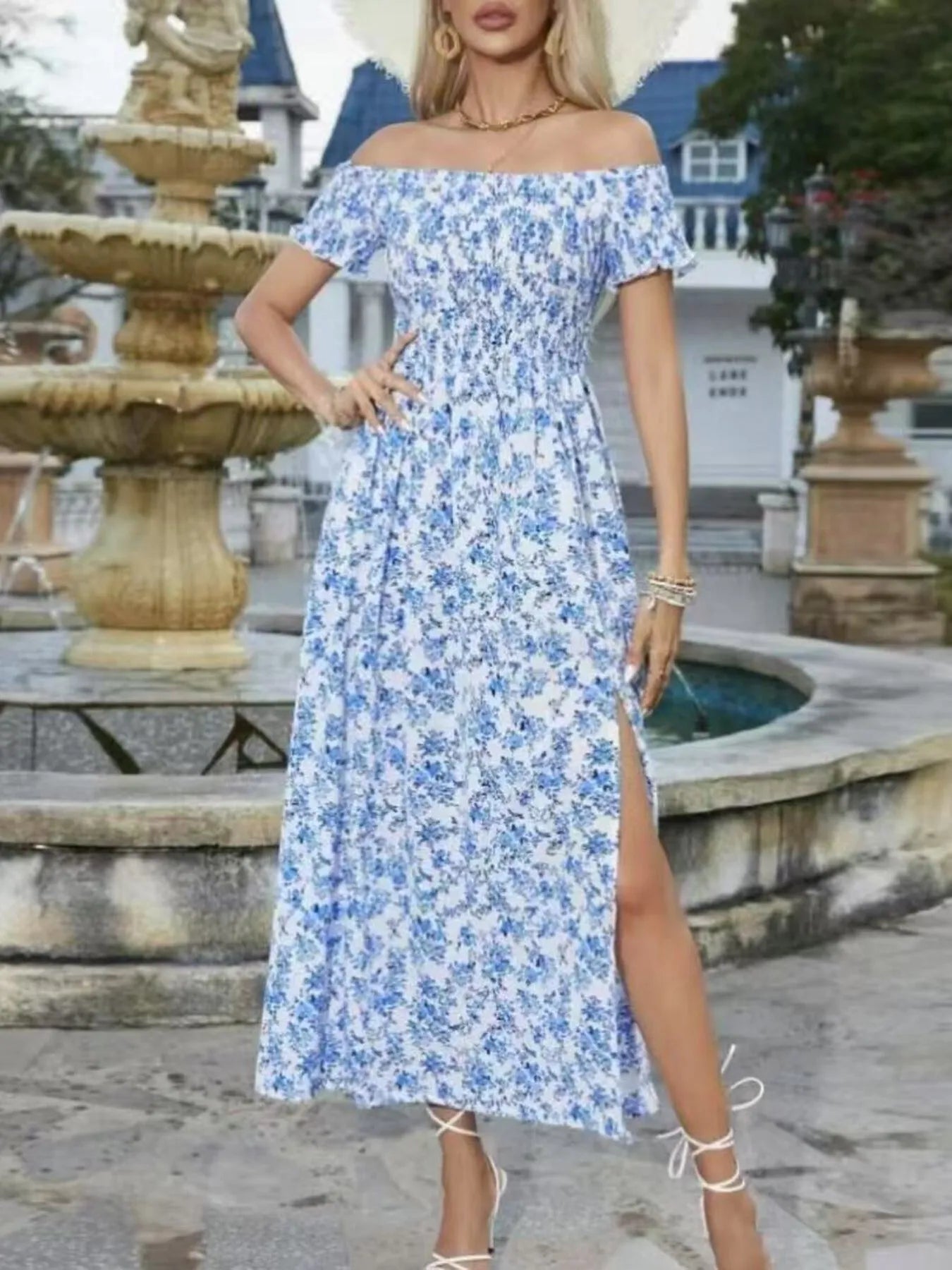 Off-Shoulder Floral Maxi Dress