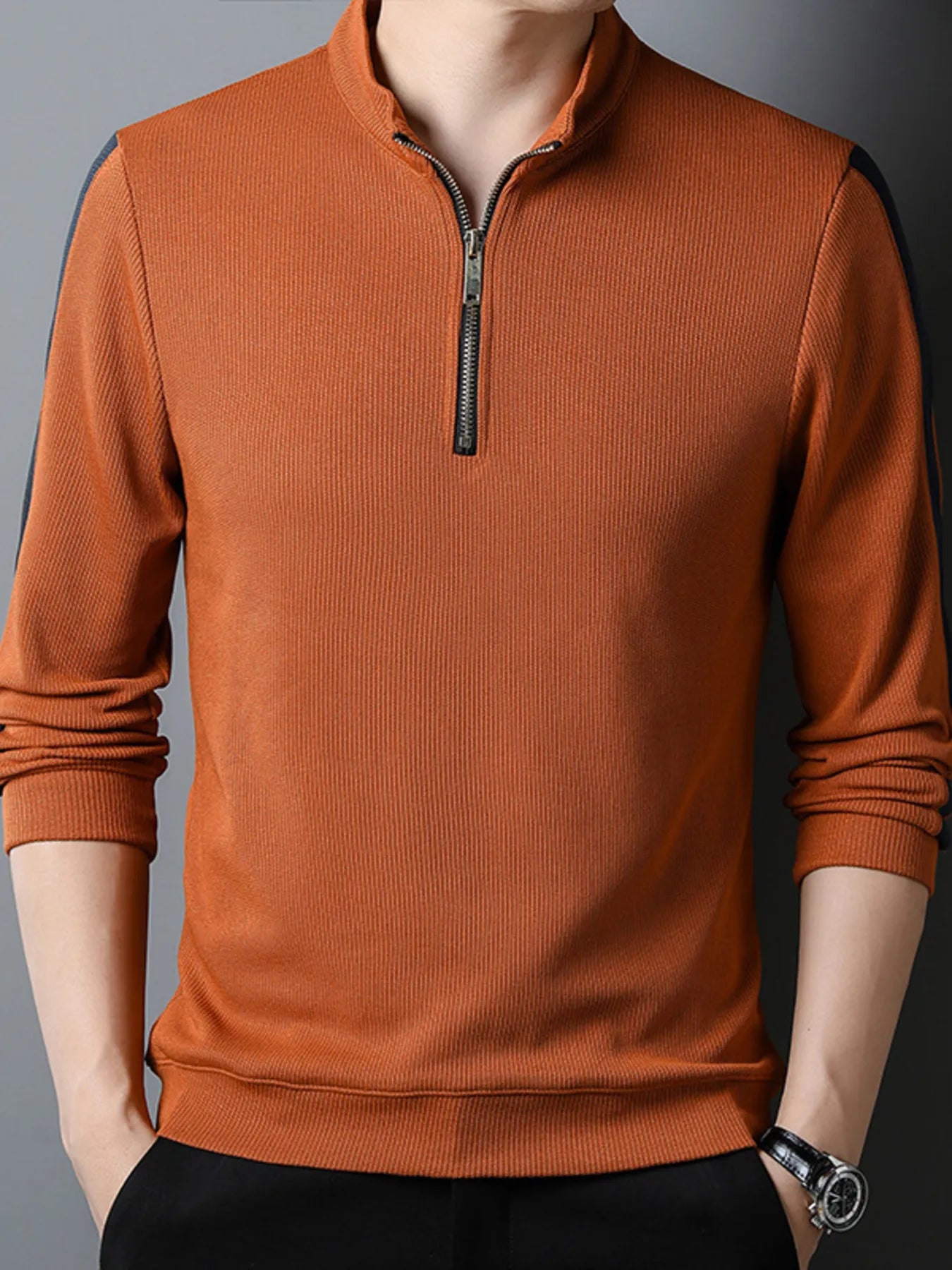 Men's Quarter Zip Long Sleeve Polo