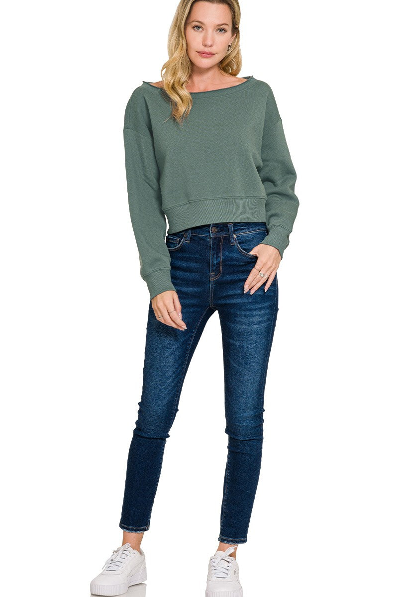 Fleece Boat-neck Sweatshirt