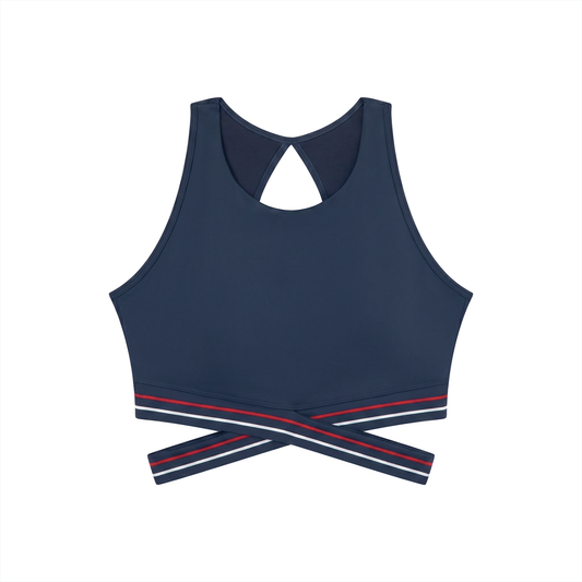 Contrast Band Cropped Sports Bra