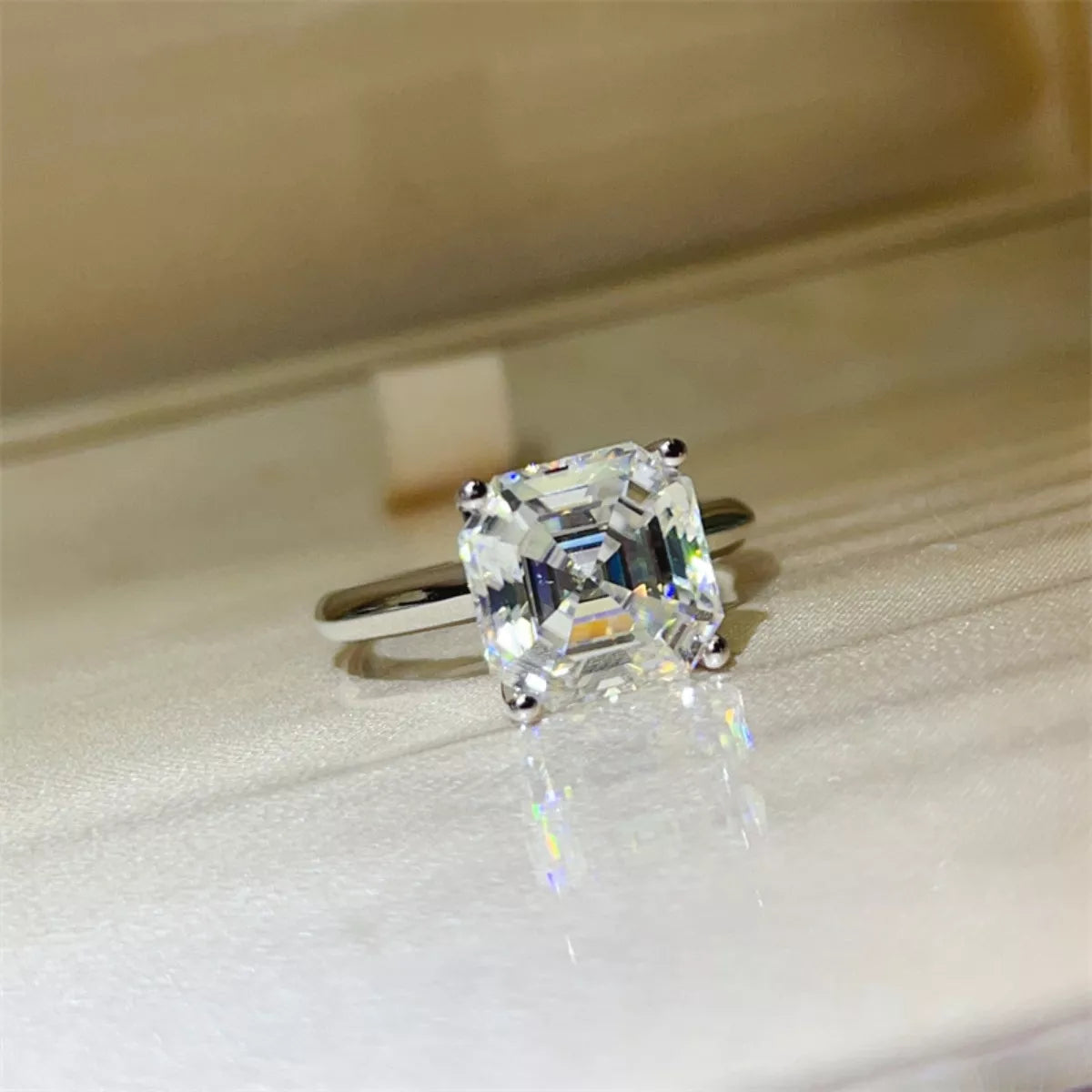 5 Carat Moissanite Asscher-Cut Solitaire Ring