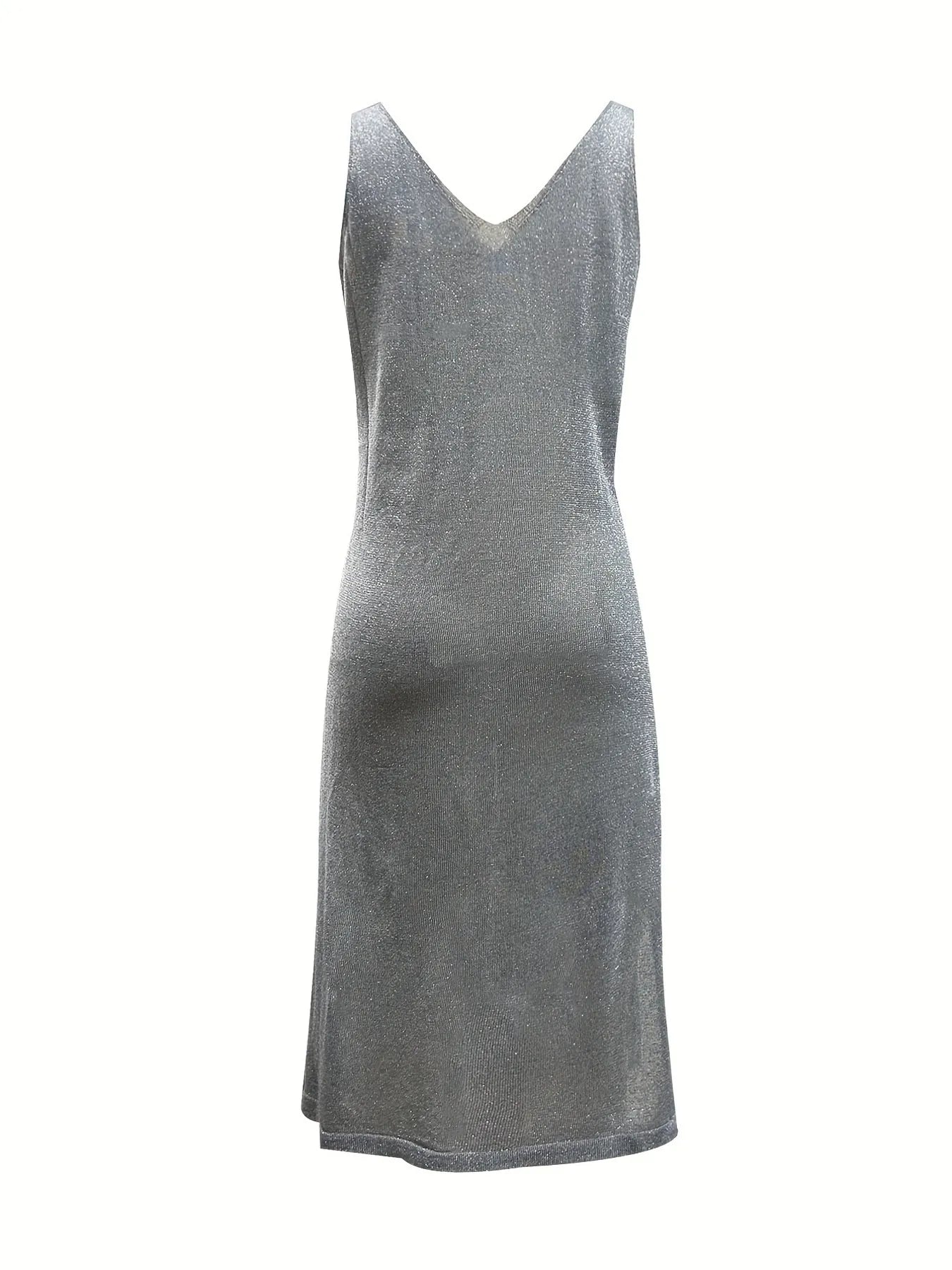 Lurex V-Neck Sleeveless Midi Dress