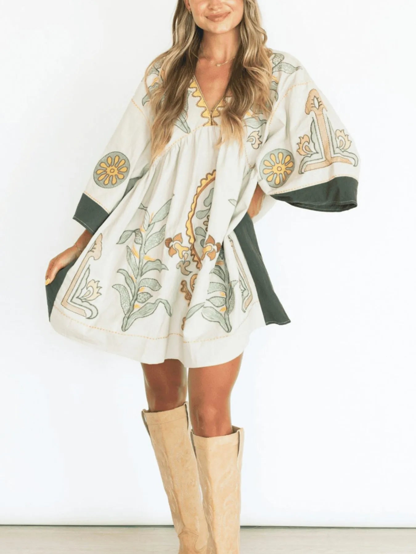 Boho Kimono Mini Dress
