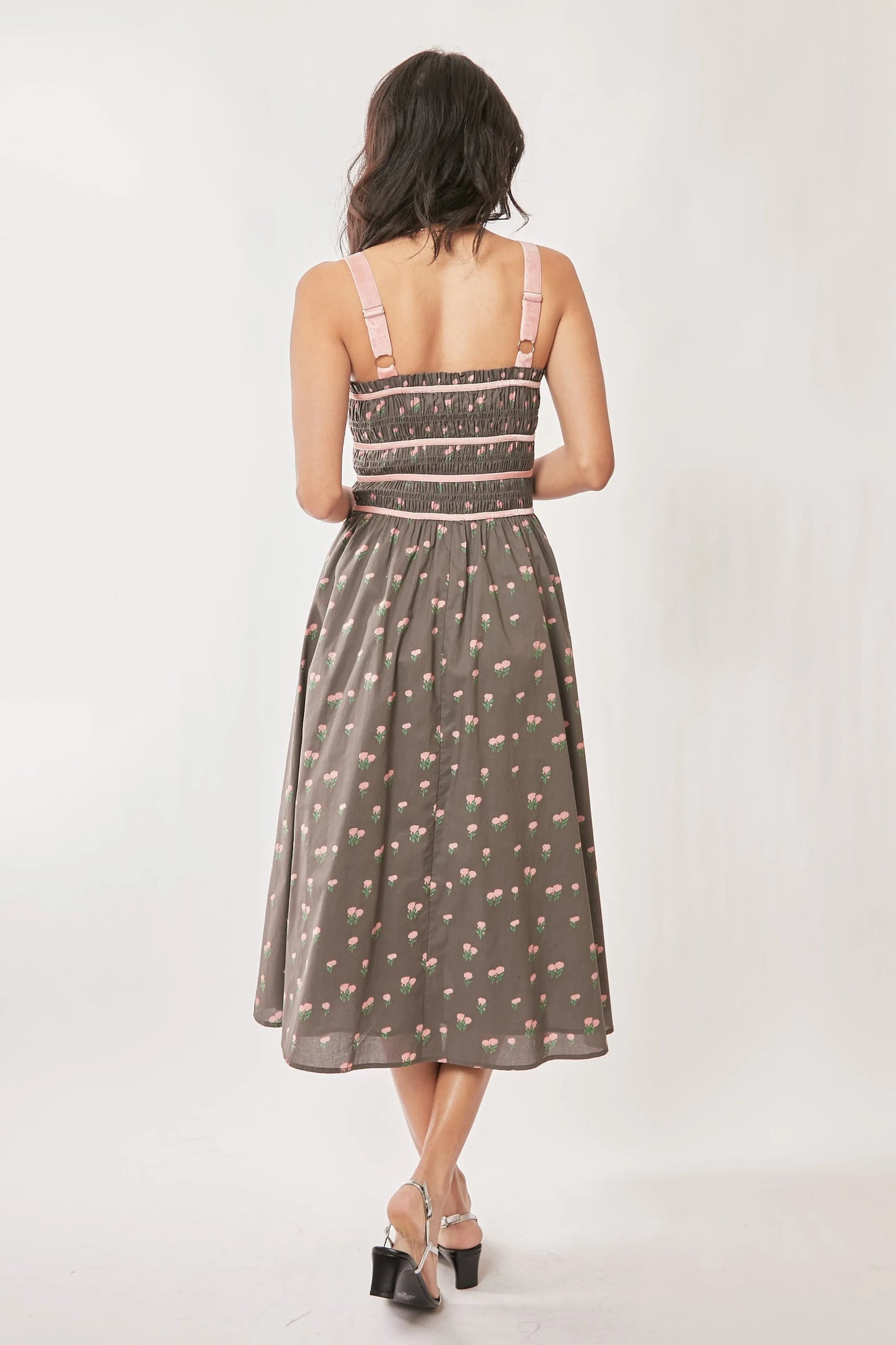 Women's Floral Print Smocked Midi Dress