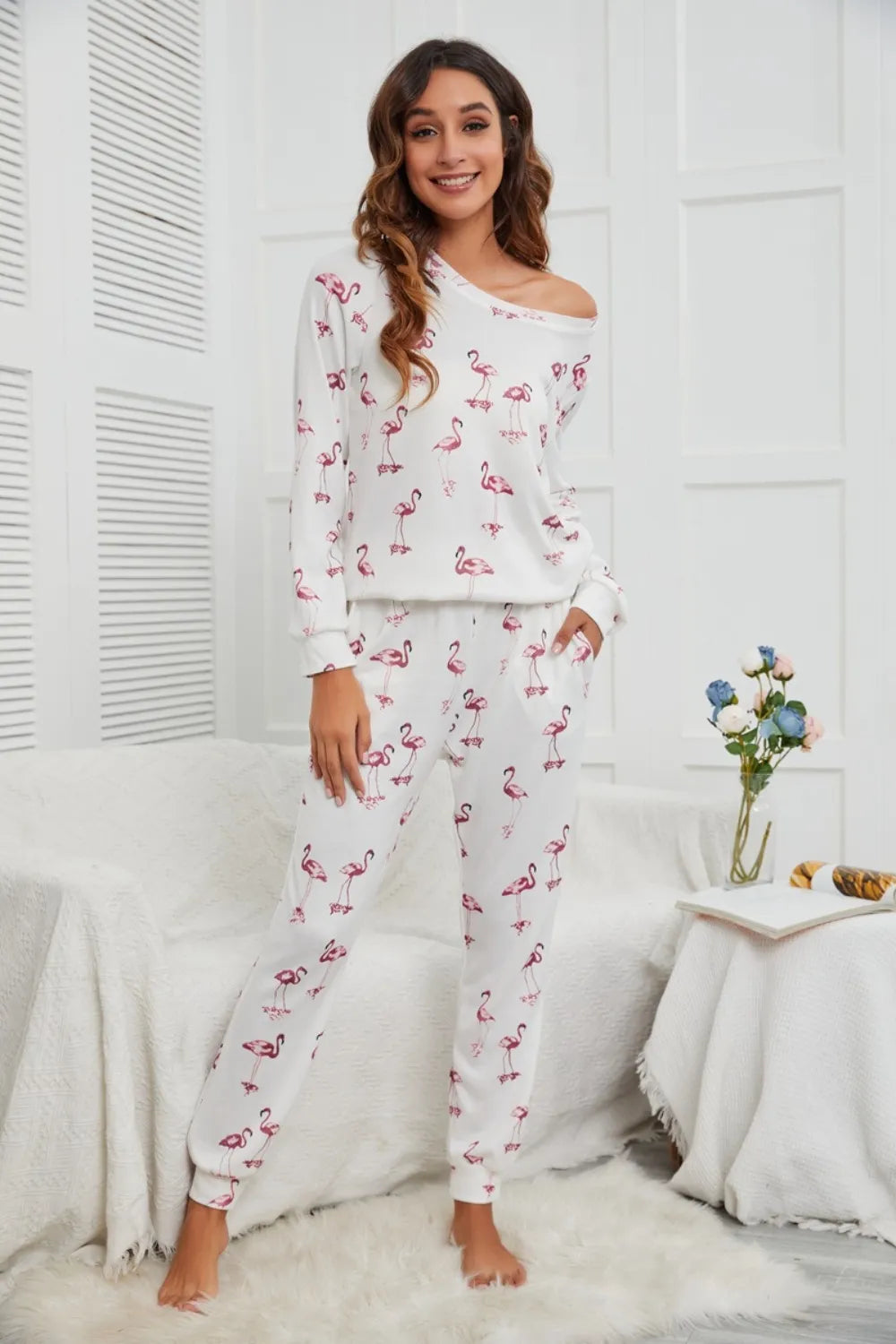 Flamingo Print Pajama Set