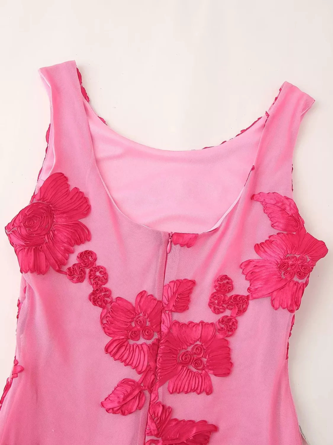 Floral Applique Mesh Midi Dress - Detail View 8