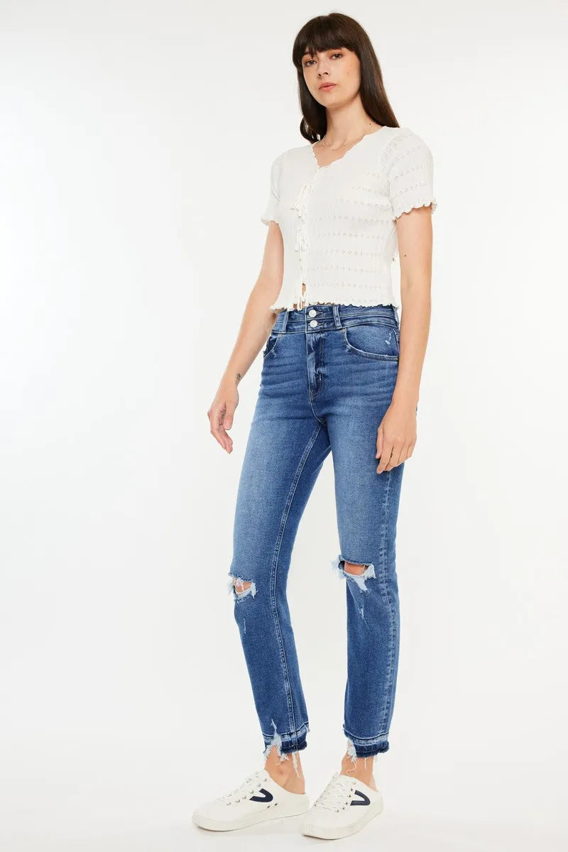Women's High Rise Distressed Slim Jeans
