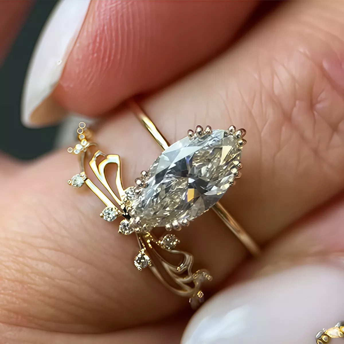 2-Carat Heirloom Marquise Moissanite with Accent Ring