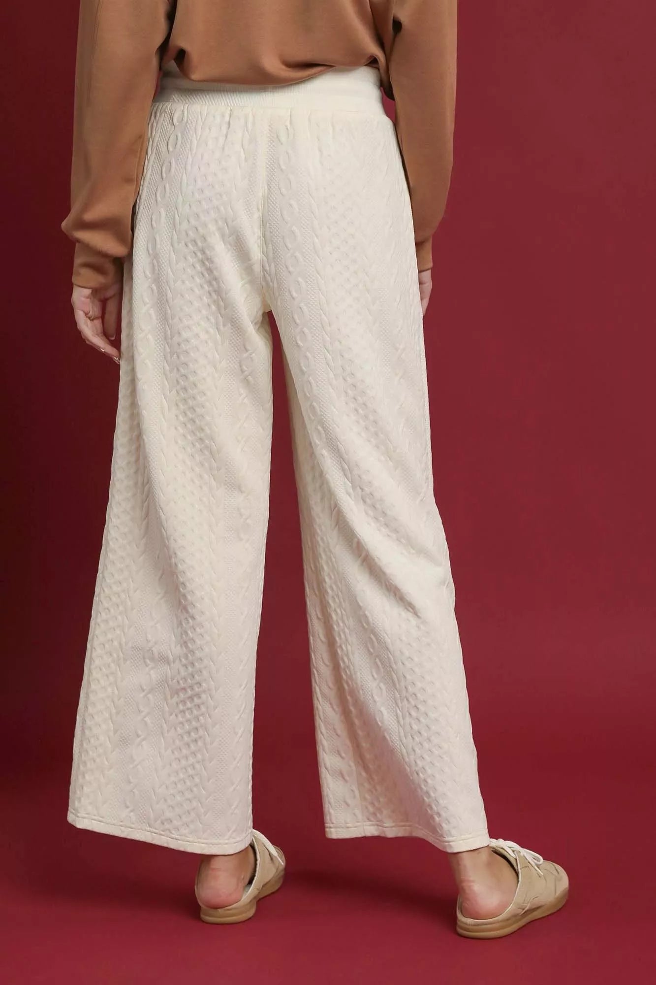 Cable Knit Wide Leg Pants