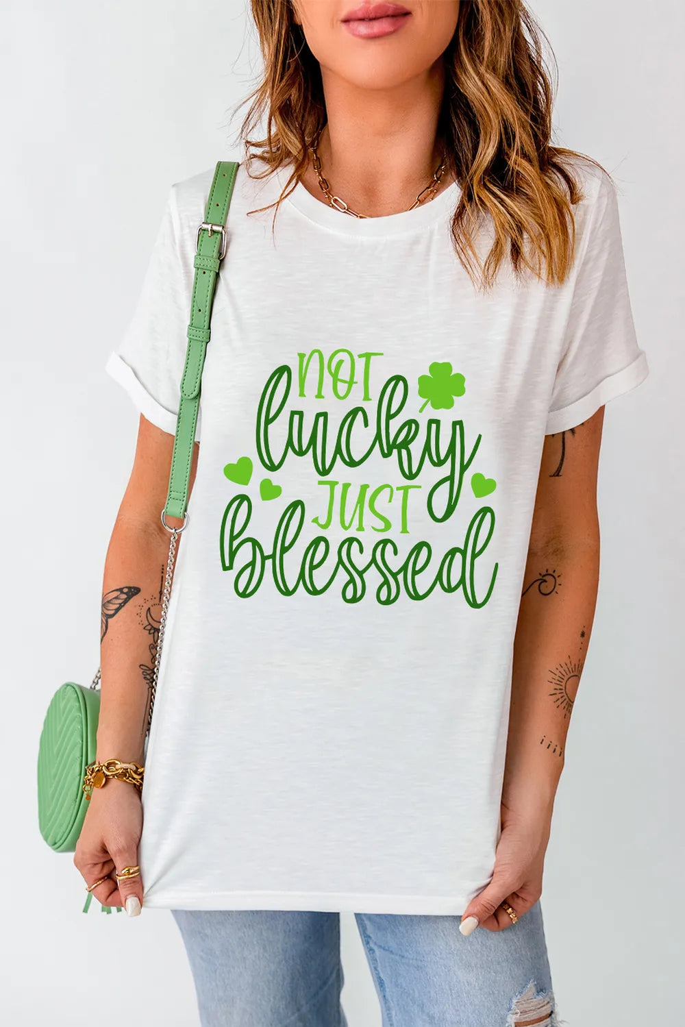 NOT LUCKY JUST BLESSED Graphic T-Shirt