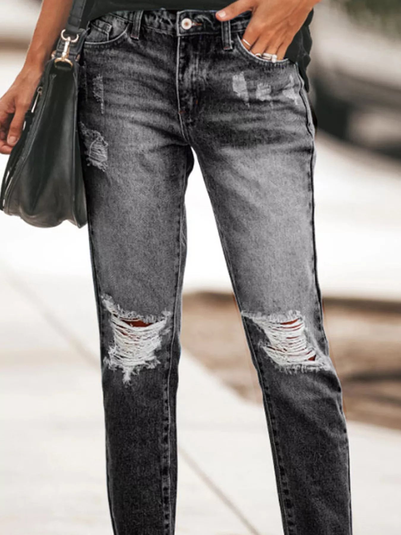Distressed Wash Jeans - Detail View 5