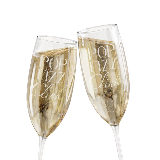 Pop Fizz Clink Champagne Glass | Engraved 8oz Flute