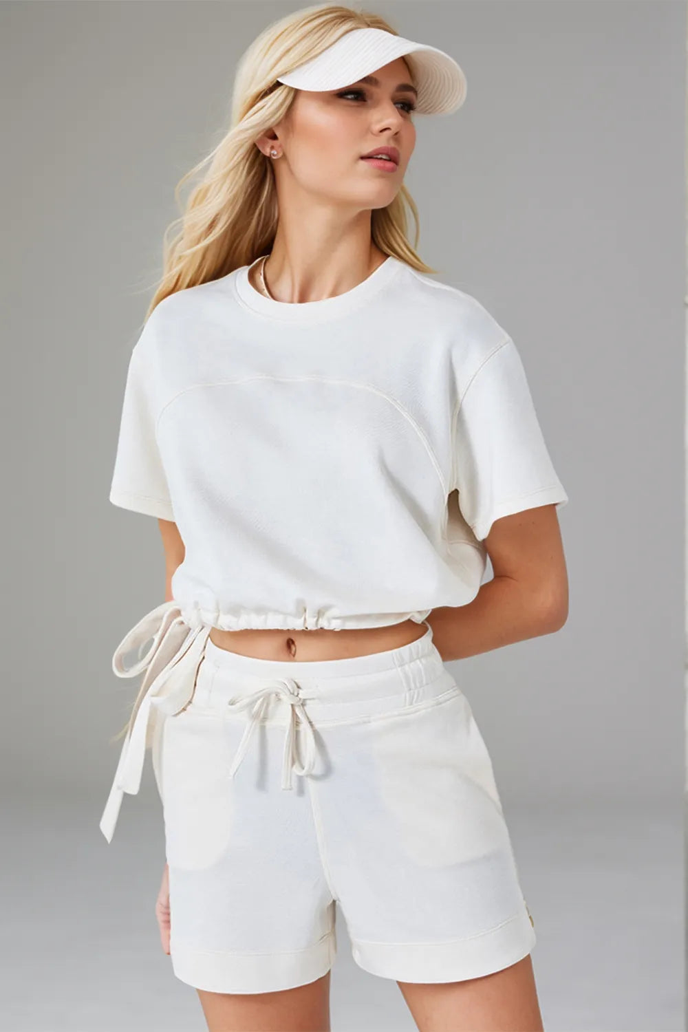 Drawstring Hem Crop Athleisure Top
