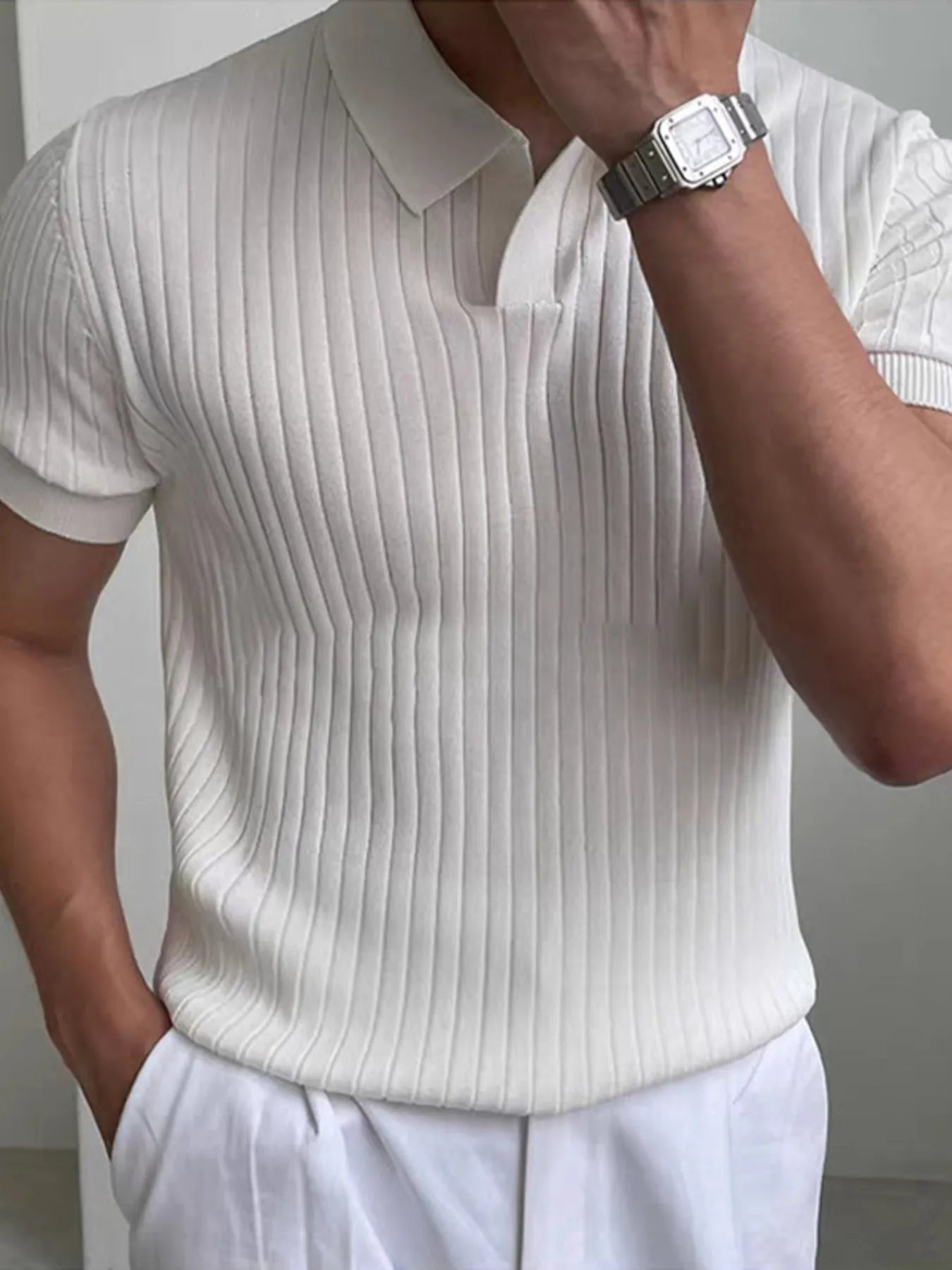 Men's Ribbed Knit Polo