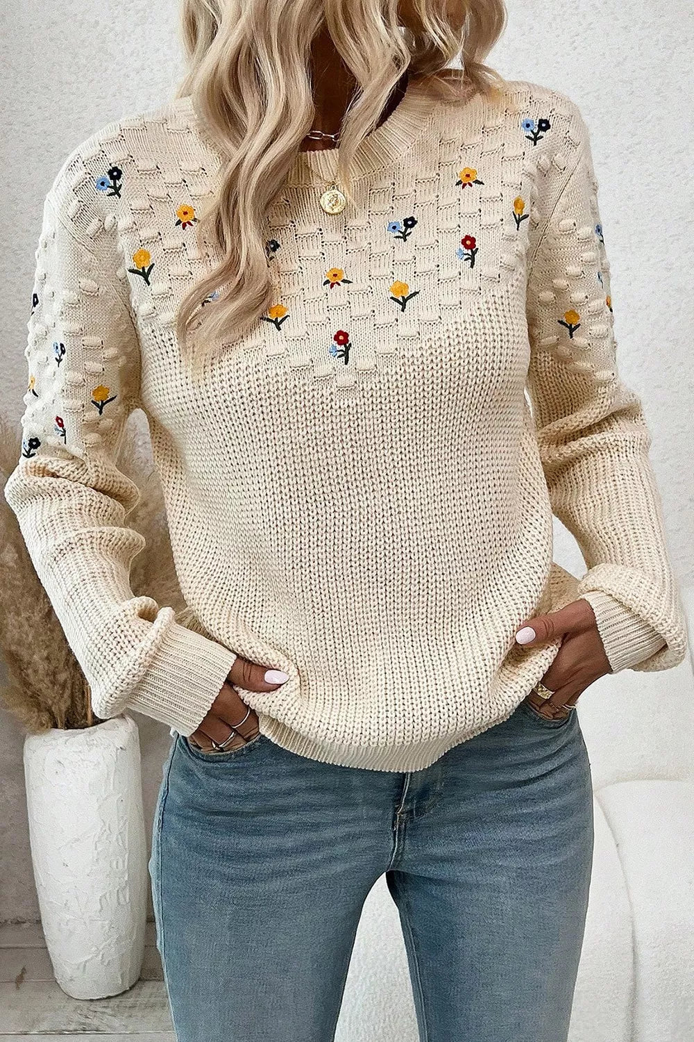 Soft Stitch Floral Sweater