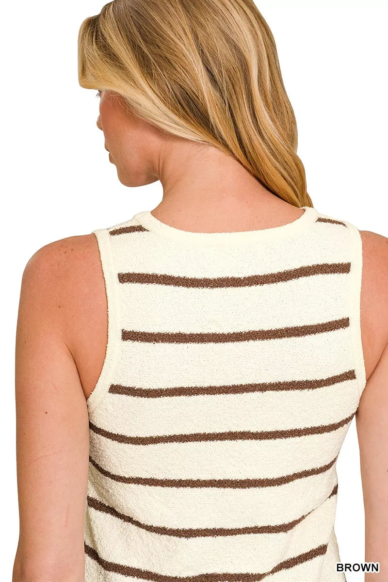 Stripe Sweater Tank Top - Mocha