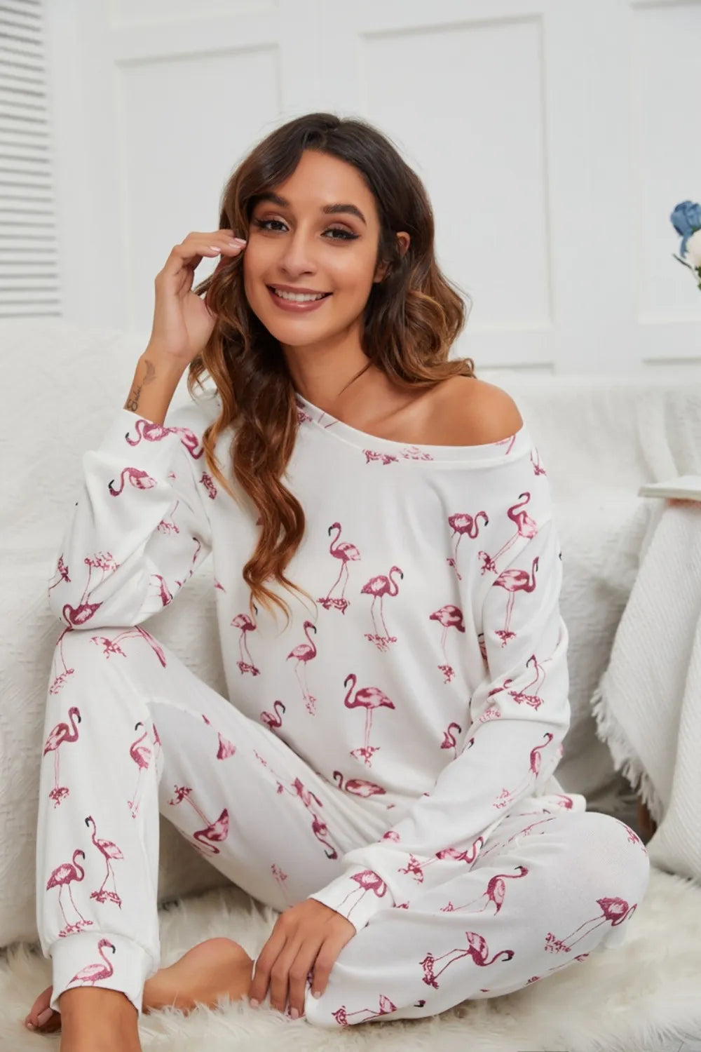 Flamingo Print Pajama Set