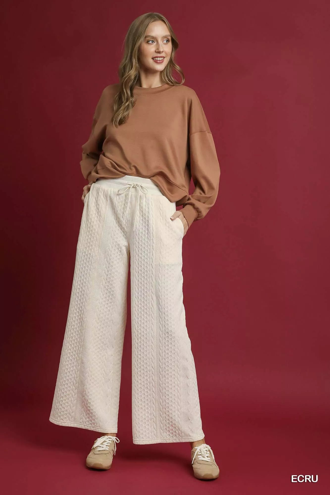 Cable Knit Wide Leg Pants
