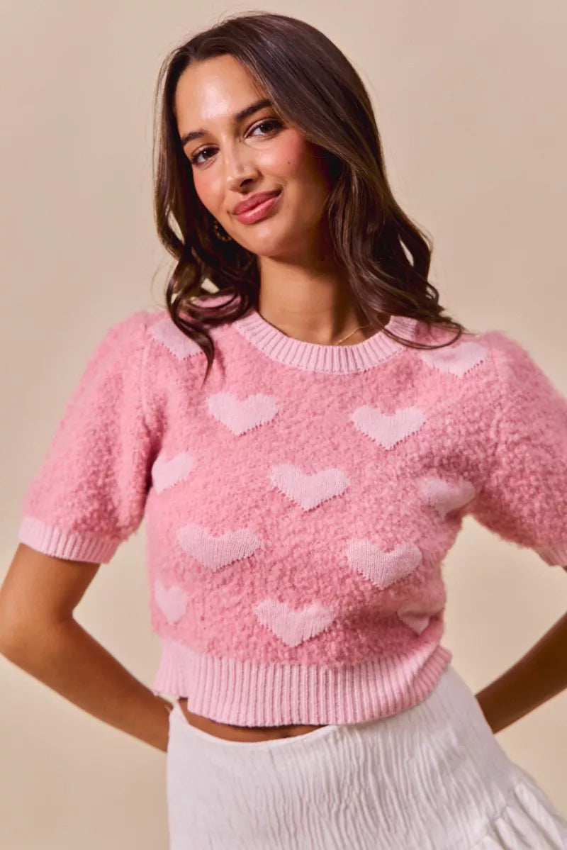 Heart Cropped Sweater - Front View