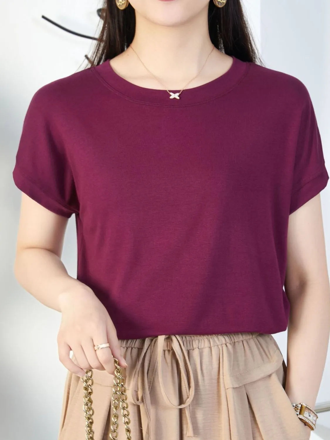 Women's Classic Tee with Cuffed Sleeves