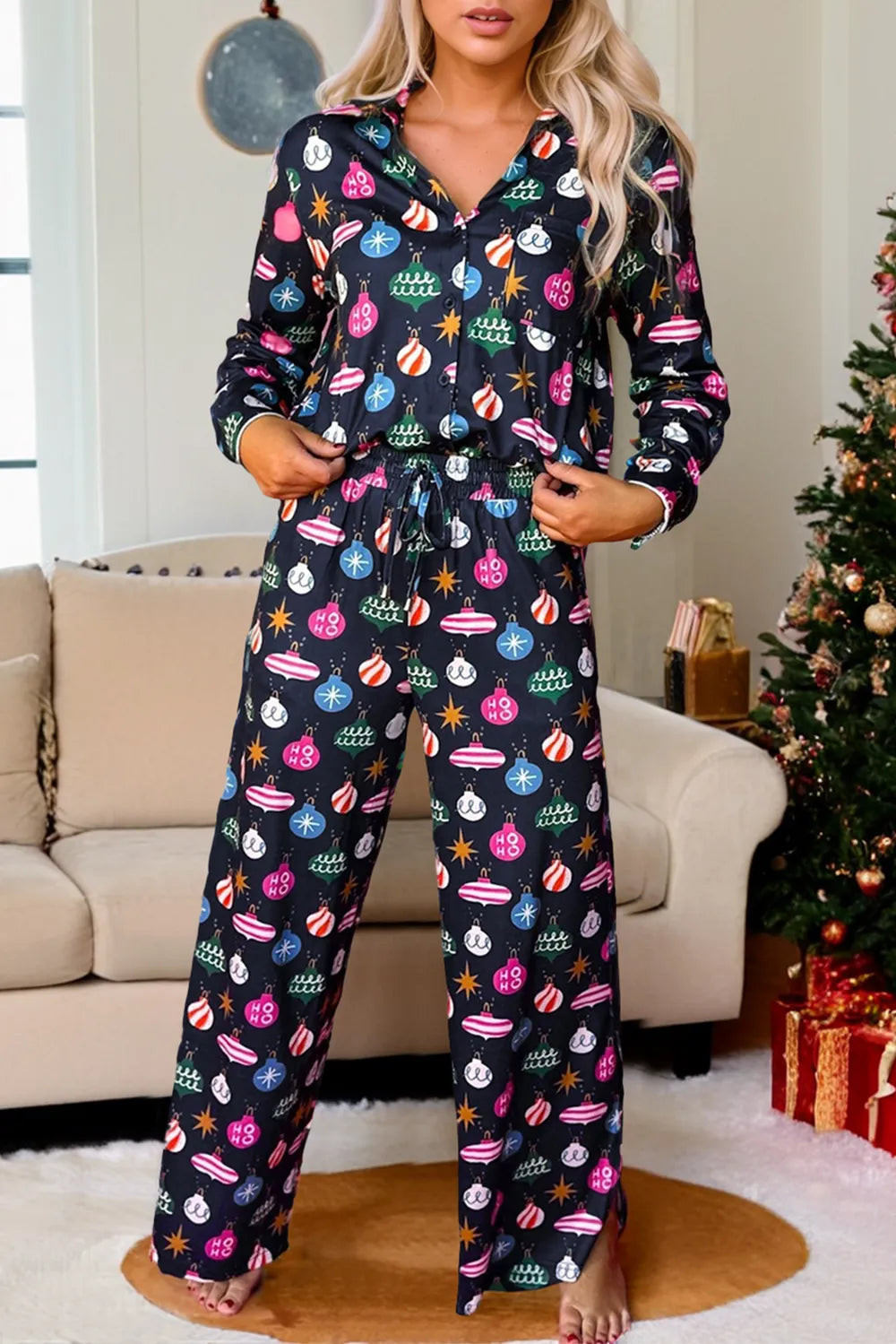 Ornament Print Pajama Set