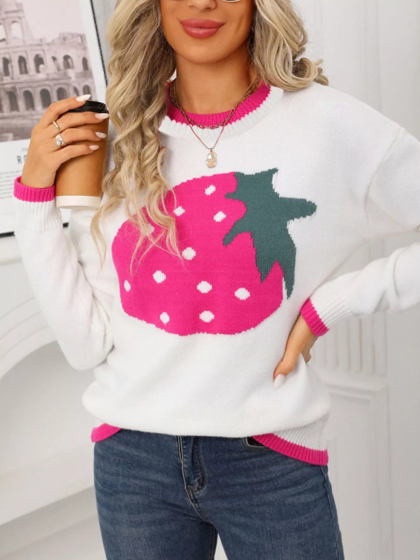 Strawberry Crew Neck Sweater - Detail View 10