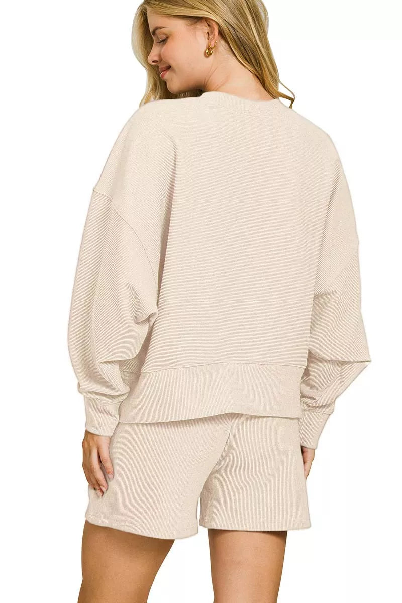 Ribbed Pullover and Shorts Set