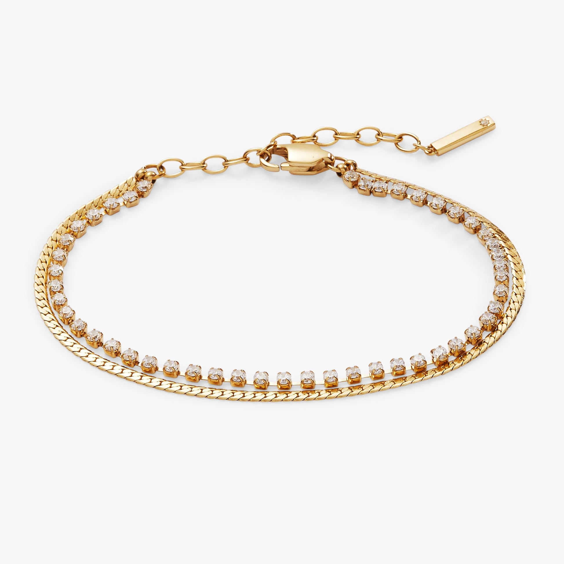 Double Strand Crystal Tennis Chain Bracelet - Alex and Ani - Front View