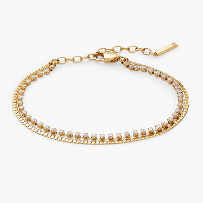 Double Strand Crystal Tennis Chain Bracelet - Alex and Ani - Front View