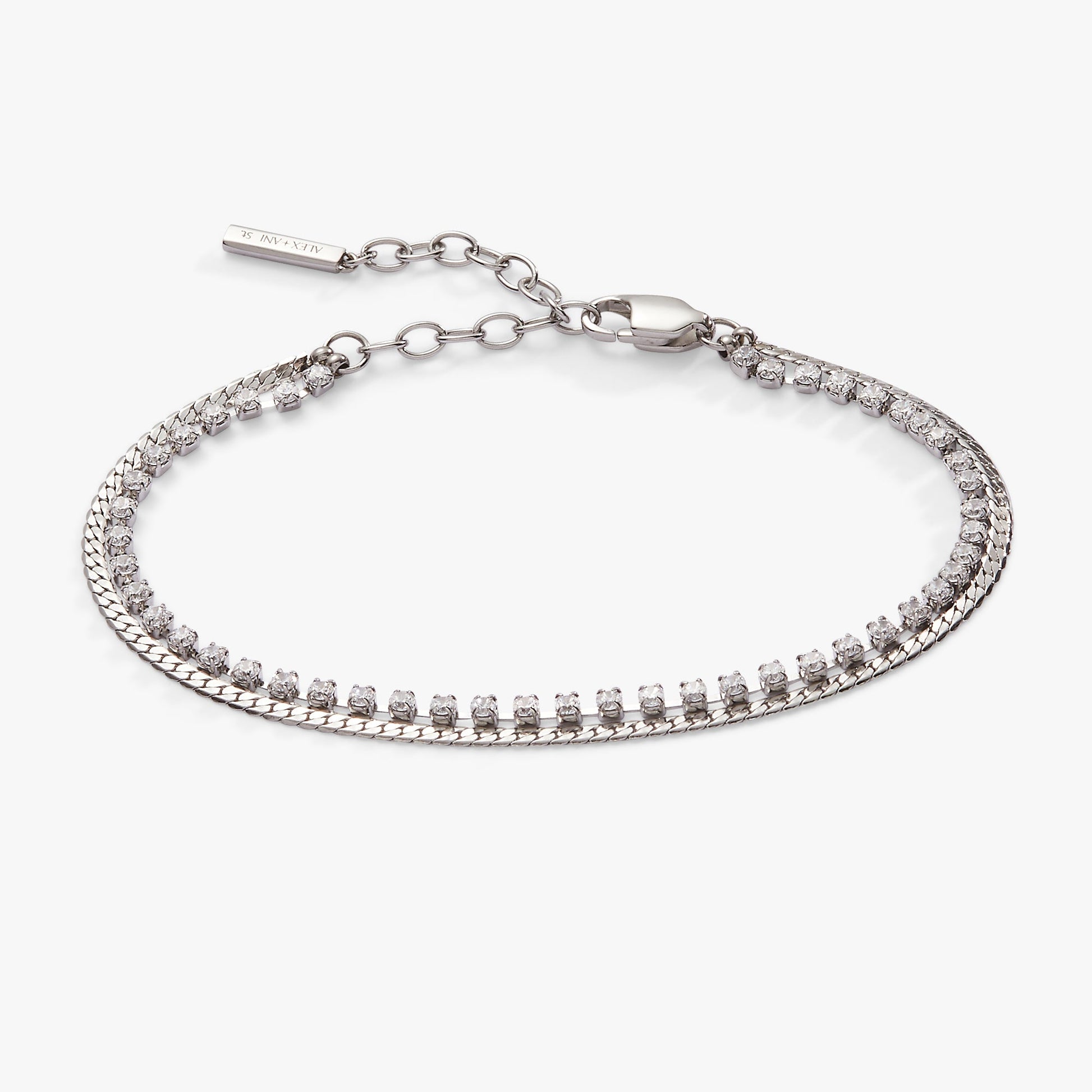 Double Strand Crystal Tennis Chain Bracelet - Alex and Ani - Detail View 9