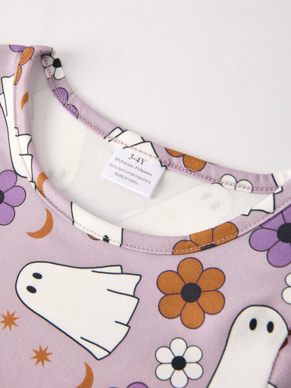 Halloween Ghost And Striped Girls Dress Set (2 pcs)