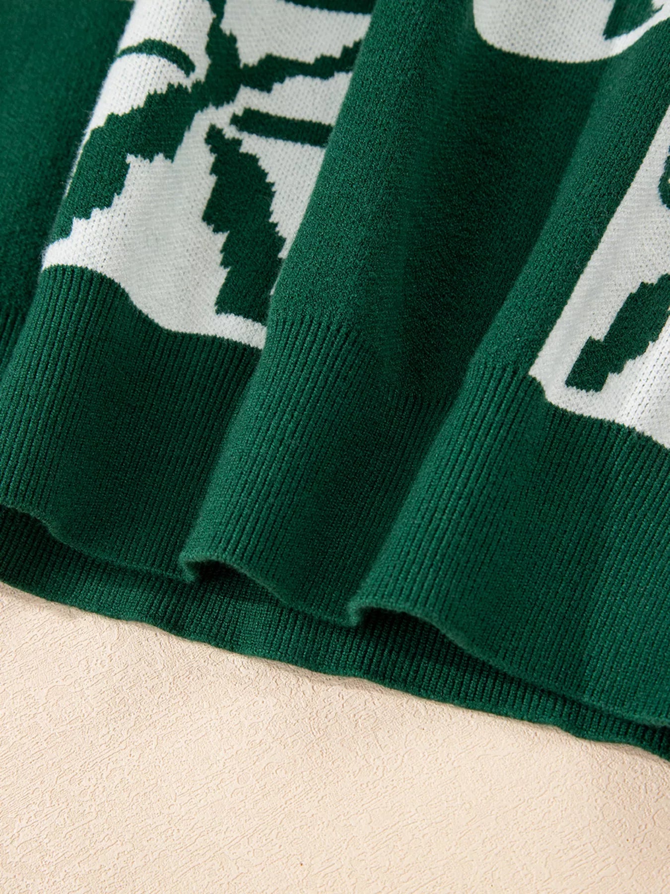 Green & Cream Bow Pattern Sweater