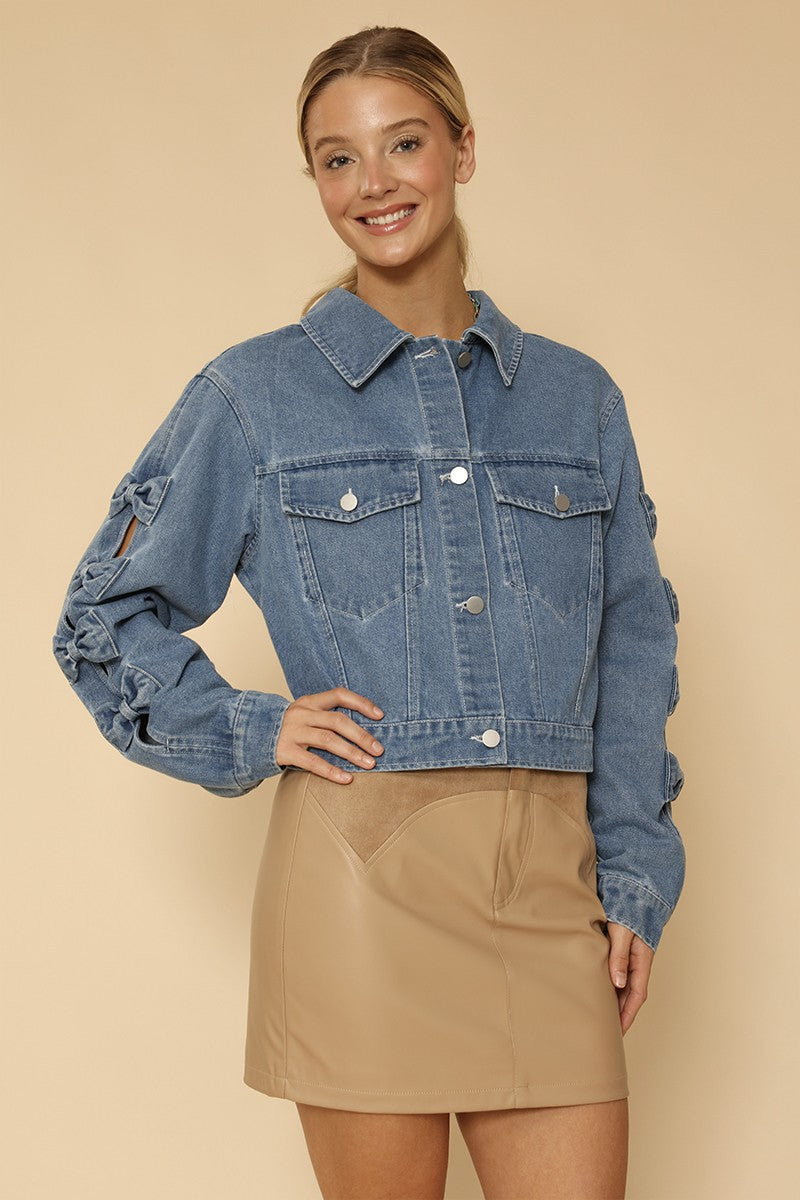 Peek-a-Bow denim jacket - Miss Sparkling