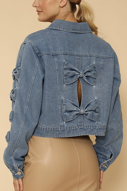 Peek-a-Bow denim jacket - Miss Sparkling