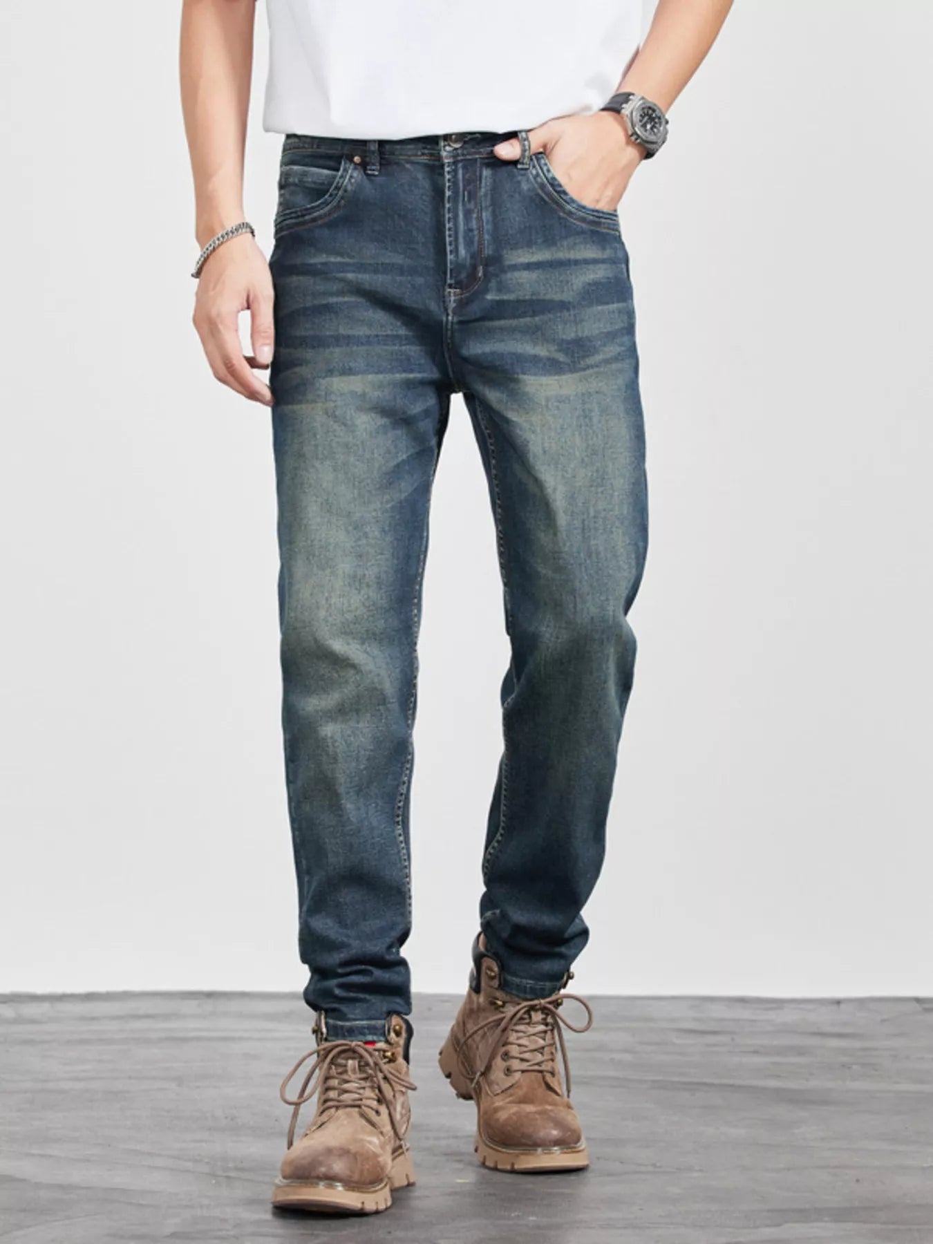 Men's Vintage Wash Slim Fit Jeans