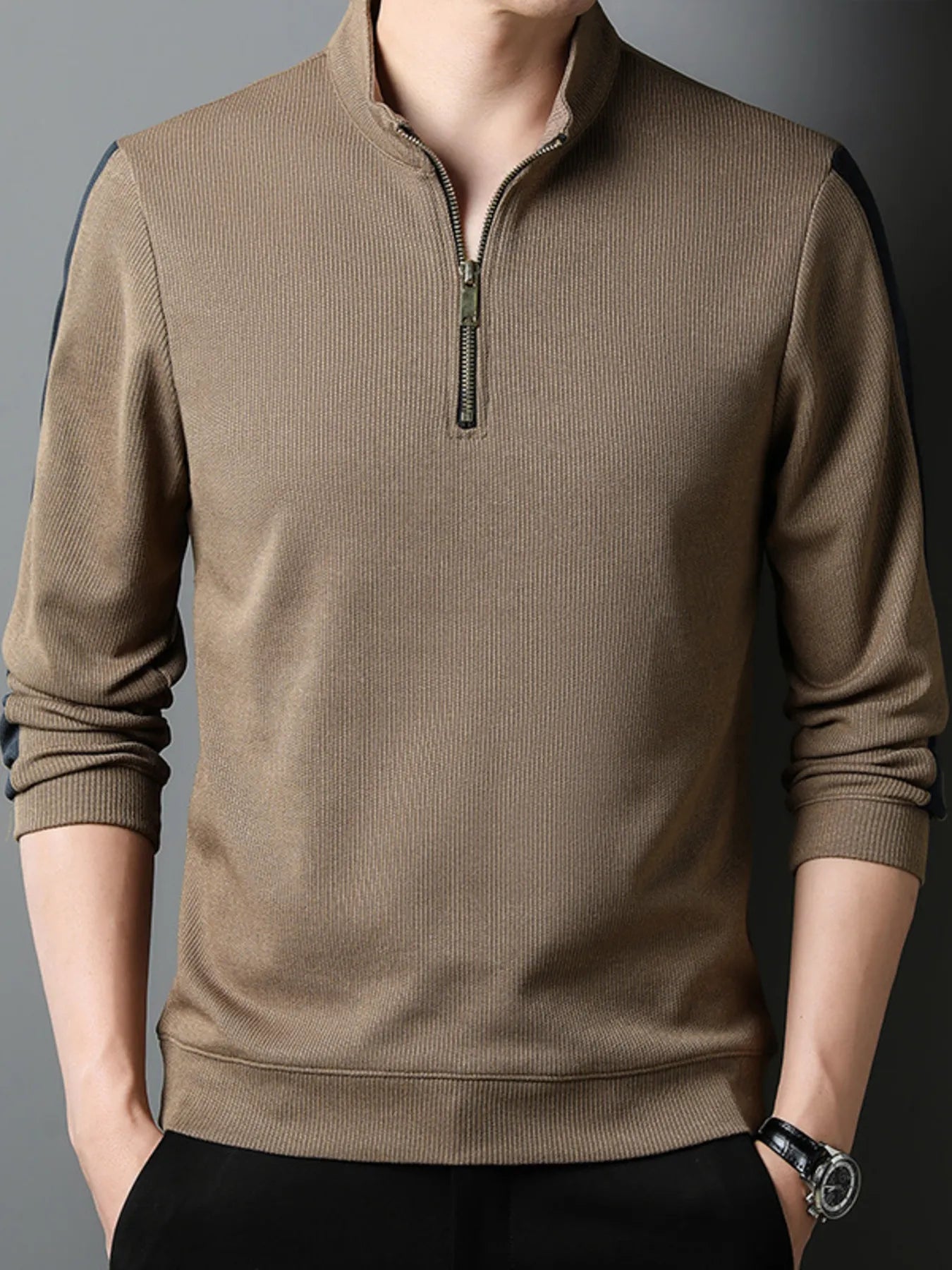 Men's Quarter Zip Long Sleeve Polo