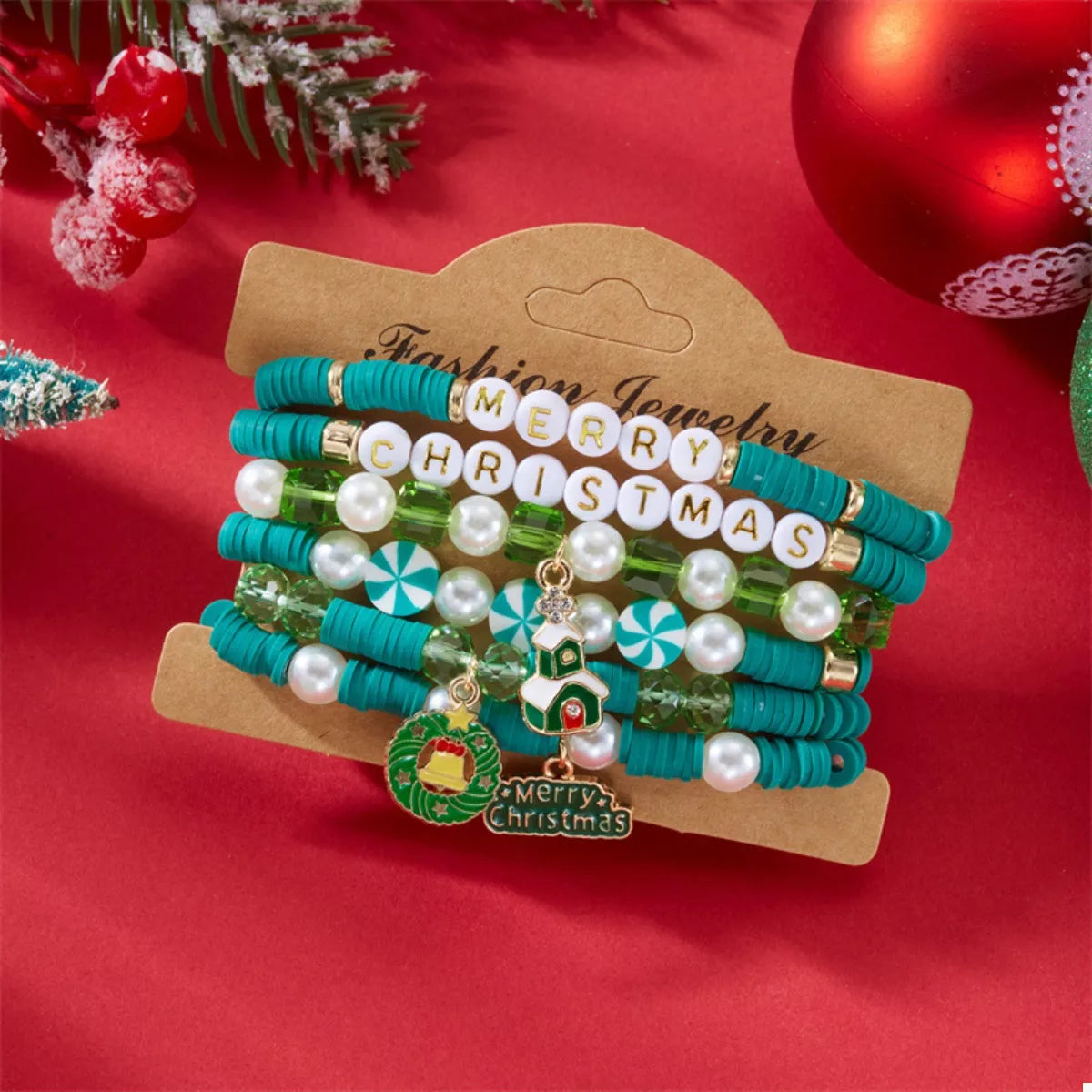 Christmas Beaded Bracelet Set